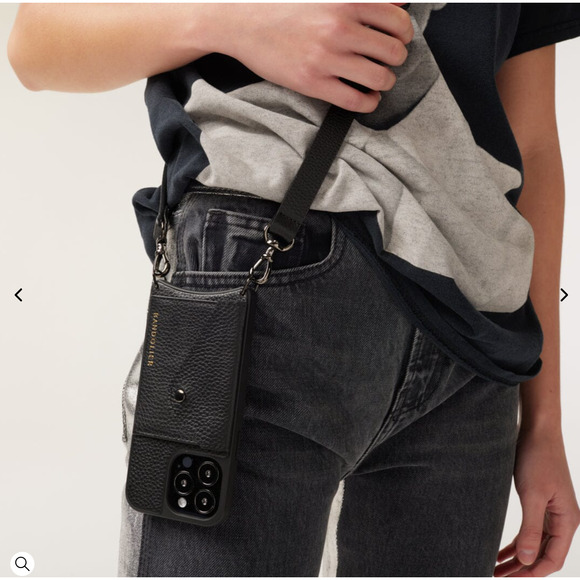 BANDOLIER Gold Crossbody Adjustable Buckle Strap NEW! Black Pebbled Leather - Picture 5 of 9